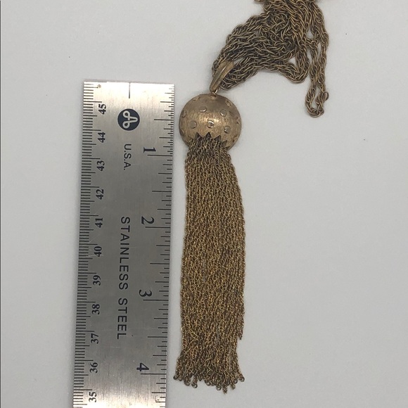 Sold!!!Vintage Mushroom Cap Chain Tassel Necklace - Picture 8 of 8